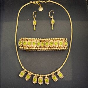 Elegant Gold and Green Peridot Color stone Jewelry Set